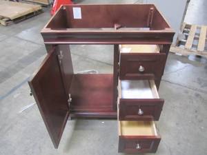 lot 208 image: Foremost Naples 30 in. W Bath Vanity Cabinet Only in Tobacco with Right Hand Drawers NATA3021D