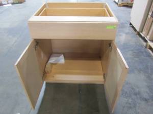 lot 215 image: Hampton Bay Assembled 30 in. x 34.5 in. x 24.63 in. Easthaven Base Cabinet with Drawer in Unfinished German Beech EH3035B-GB