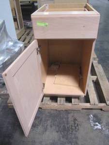 lot 222 image: Hampton Bay Assembled 18x34.5x24.63 in. Easthaven Base Cabinet with Drawer in Unfinished German Beech EH1835B-GB