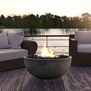 lot 9 image: Prism Hardscapes Moderno 1 Concrete Gas Fire Pit Natural Gas, Pewter, 39 Dia x 18 Tall, PH-400-4NG. - Missing Key To Operate Gas Flow