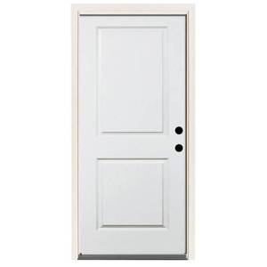 lot 631 image: Steves & Sons Approximate 33 14 x 81 12 x 4 916 Premium 2-Panel Primed White Steel Prehung Front Door Left-Hand Inswing