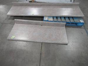 lot 133 image: 2 Laminate Counter Tops - 95 X 24 34 And 59 X 24 34 - Previously cutdrilled and edges have slight cracksscratches.