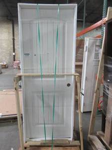 lot 604 image: Masonite 30 in. x 80 in. Solidoor Cheyenne 2-Panel Solid-Core Smooth Primed Composite Single Prehung Interior Door. LH In-Swing.