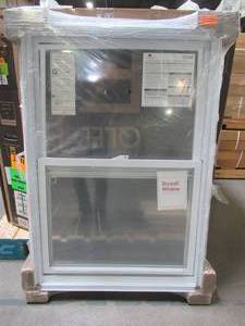 lot 616 image: American Craftsman 30 x 44 12 x 2 34 Single Hung Window in White Vinyl.