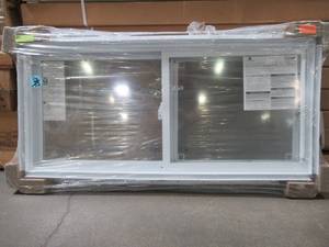 lot 617 image: American Craftsman 47 x 21 12 x 2 34 Slider Window (Slides Left from Inside) in White Vinyl.