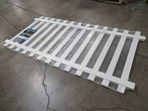 lot 142 image: Veranda Glendale 4 ft. H x 8 ft. W White Vinyl Spaced Picket Assembled Fence Panel with Dog Ear Pickets, 152811