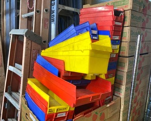 Assorted Plastic Storage Bins (Qty 44)
