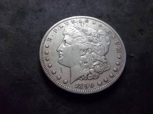 lot 10 image: 1890 CC  Morgan Silver Dollar