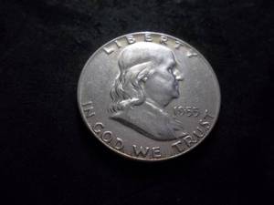 lot 131 image: 1955 Franklin Silver Half Dollar
