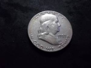 lot 134 image: 1957 D Franklin Half Dollar