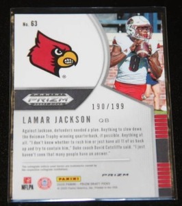 2020 Prizm Draft Lamar Jackson PurpleGreen Prizm 190199