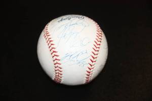 2001 Minnesota Twins Team Autographed Baseball  Johan Santana