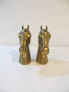 lot 16 image: Pair of VINTAGE Brass Horse Head Bookends