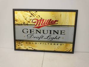 Framed Glass Miller Genuine Draft Beer Sign