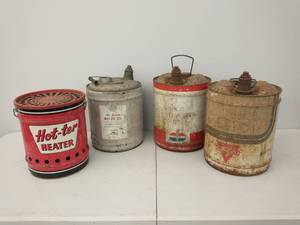 Four Vintage Oil Cans and More