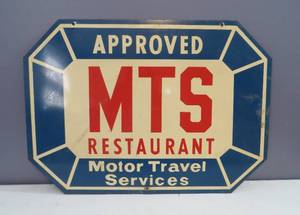 lot 1 image: VINTAGE Metal MTS Restaurant Sign