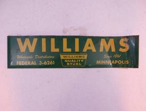 lot 2 image: VINTAGE Metal Williams Quality Steel Sign