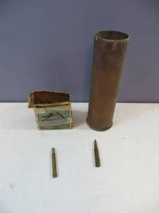 lot 30 image: Bullet Casings & 2 Live Rounds