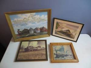 lot 89 image: 4 Framed Train Pictures