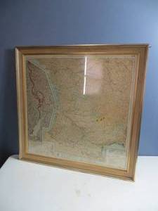 lot 129 image: VINTAGE Framed Double-Sided Map 12