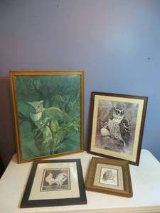 lot 156 image: 4 Pieces of Framed Bird Artwork