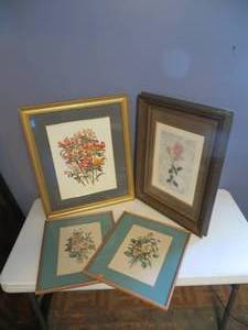 lot 168 image: 4 Pieces of Floral Wall Art