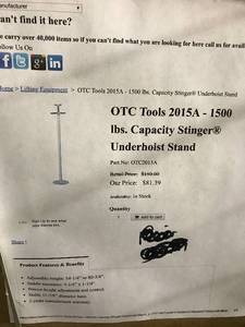 lot 40 image: OTC Underhoist Stand