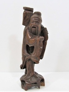 lot 29 image: 11 Hand Carved Wood Vintage Oriental Figure