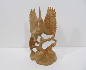 lot 31 image: Vintage Hand Carved Wooden PHOENIX Bird Sculpture 