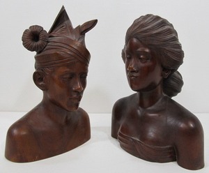 lot 33 image: Excellent Quality Carved Hardwood Bust Sculptures