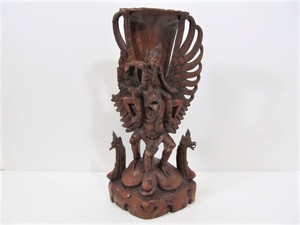 lot 34 image: Ornately Carved Vintage Wood Oriental Sculpture