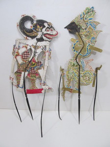 lot 35 image: Pair of Vintage Thai Shadow Dancer Puppets