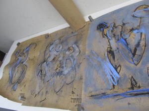 lot 98 image: Lot of 5 Original Unframed Absstract Nude PAintings on Paper by Gaston Carrio - Mystical Impressions Series
