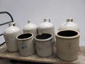 lot 131 image: Estate Lot of RED WING etc Stoneware Jugs & Crocks