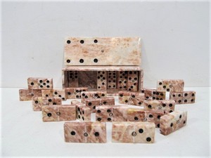 lot 216 image: Complete Solid Pink Marble Domino Set wBox