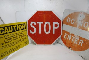 lot 227 image: 3 Vintage Metal Signs