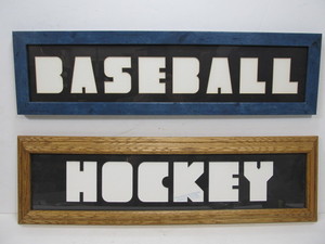 lot 228 image: Oak Framed Baseball & Hockey Picture Frames