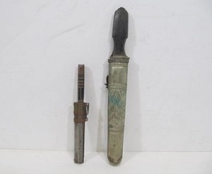lot 20 image: 2 Vintage Middle Eastern Fixed Blade Knives wMetal Sheaths