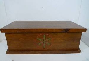 lot 234 image: Vintage Small Hand Painted Solid Wood Chest