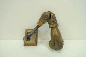 lot 236 image: Old Vintage Solid Brass Ball in Hand Door Knocker