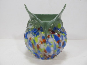 lot 299 image: Gorgeous Original Large MURANO Owl  Hoot End of Day Glass Vase