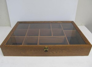 lot 248 image: Oak Tabletop or Wall Display Cabinet