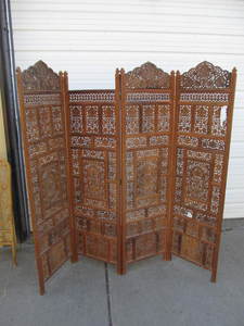 lot 268 image: Large Vintage Carved Pierced Wood Room Divider Screen