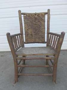 lot 275 image: Antique OLD HICKORY Rustic Rocking Chair