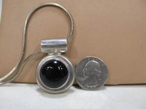 lot 309 image: Sterling Silver & Black Onyx Pendant Necklace