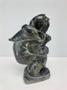 lot 5 image: Large Signed Original Inuit Carved Soapstone Eskimo Sculpture by Ann Markossie
