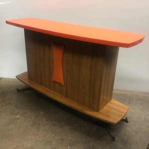 lot 6 image: Vintage Mid Century Retro Orange Surfboard Top Bar