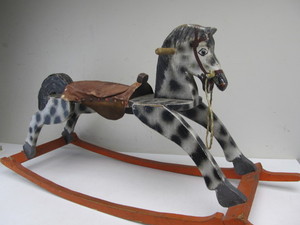 lot 96 image: Nice Quality Old Vintage Wooden Rocking Horse
