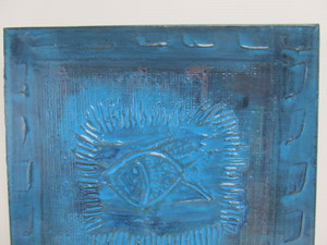 lot 182 image: Signed Original OilAcrylic Textured Fish Painting on Canvas by Los Angeles Artist Adolfo Girala