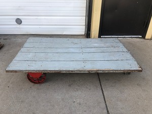 lot 251 image: Antique Heavy Duty Warehouse Cart - Coffee Table